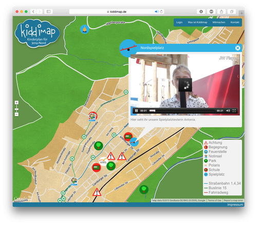 Kiddimap bei Abspielen eines Videos